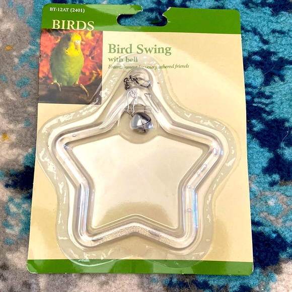 Clear plastic star bird swing with bell for finch or smaller birds parakeet toy
